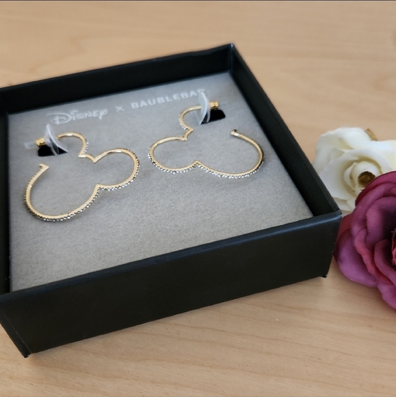 BaubleBar Jewelry - Disney x BaubleBar Gold and Cubic Zirconia Hoop Earrings